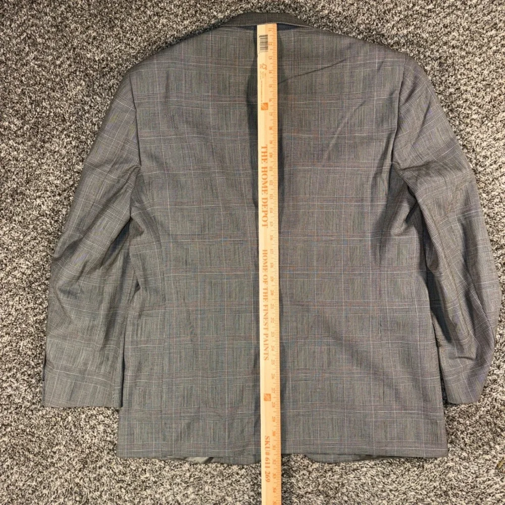 Vintage 80s Christian Dior Monsieur 42R Grey Glen Plaid Wool Blazer Sport Coat - Picture 8 of 8